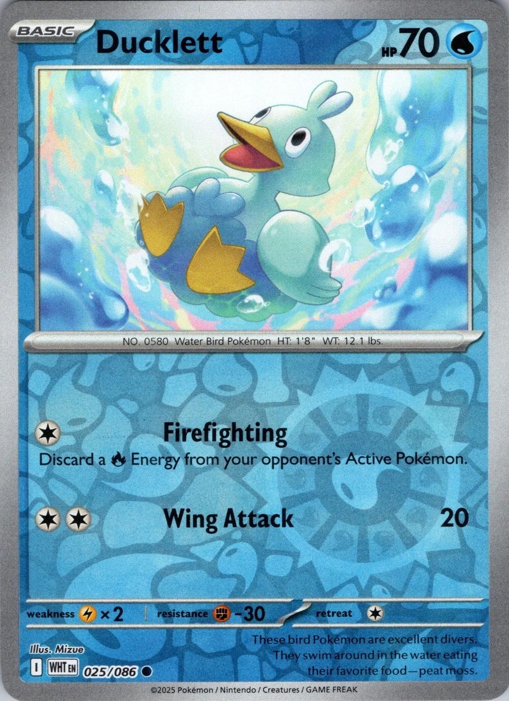 White Flare Ducklett [Reverse] Pokémon card